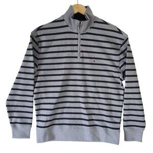 NWT Tommy Hilfiger Mens Striped 1/4 Zip Pullover Sweatshirt Size S Preppy Casual